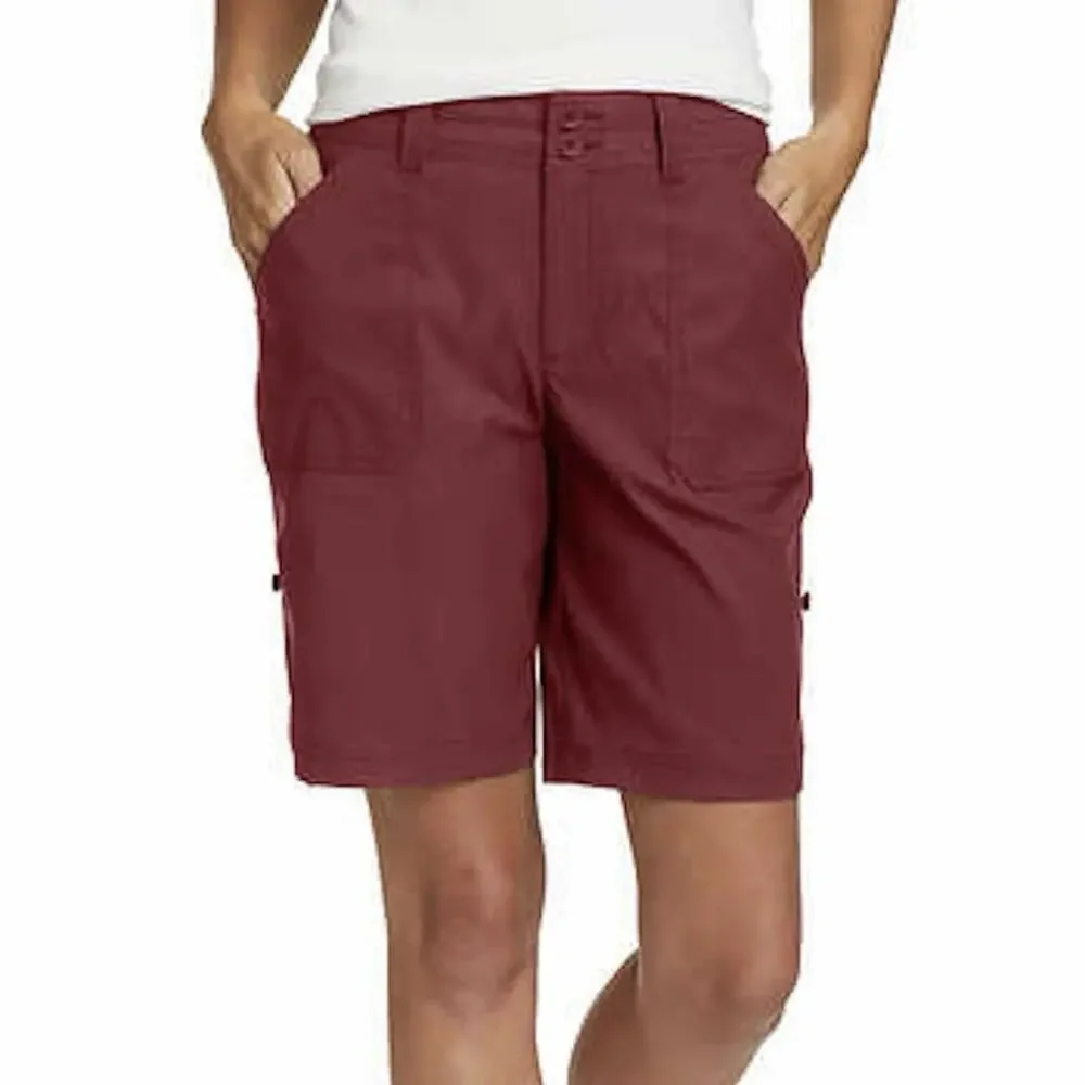 Eddie Bauer Women’s Bermuda Shorts Stretch UPF 50 Rolled Hem Burgundy Size 14